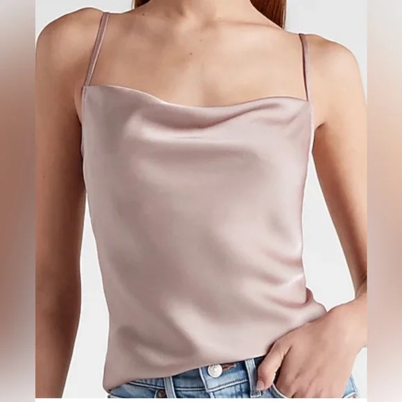 Express Women’s Satin Cowl Neck Cami in color Pink - Picture 1 of 4